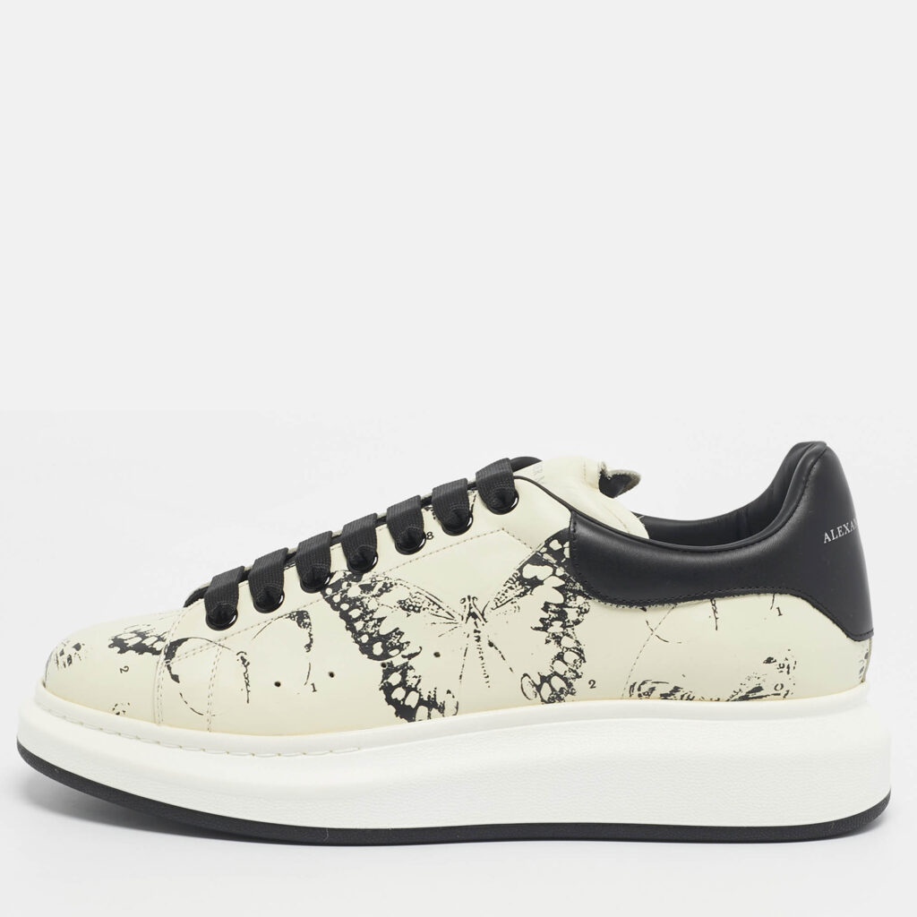Alexander McQueen Cream/Black Leather and Suede Oversized Sneakers Size 43