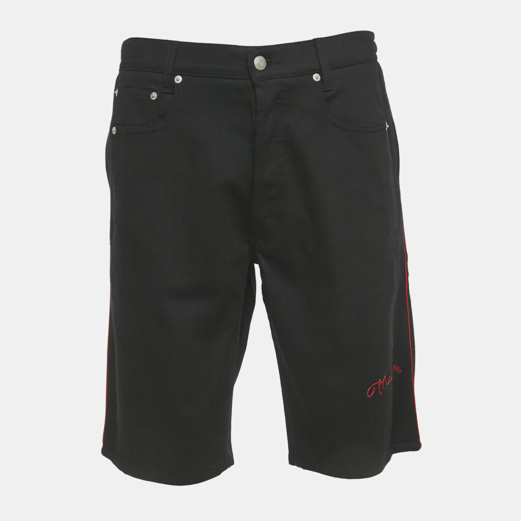 Alexander McQueen Black Logo Embroidered Denim Shorts L Waist 33" Alexander McQueen Black Logo Embroidered Denim Shorts L Waist 33"