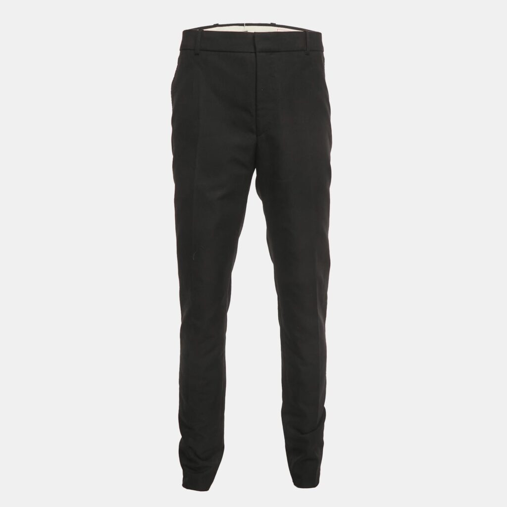Alexander McQueen Black Logo Embroidered Cotton Trousers XL