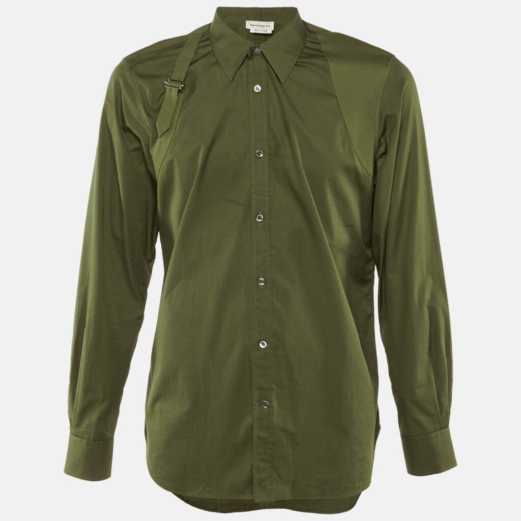 Alexander McQueen Green Cotton Button Front Shirt L Alexander McQueen Green Cotton Button Front Shirt L