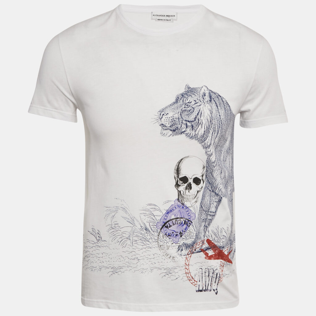 Alexander McQueen White Skull Print Jersey T-Shirt XS Alexander McQueen White Skull Print Jersey T-Shirt XS