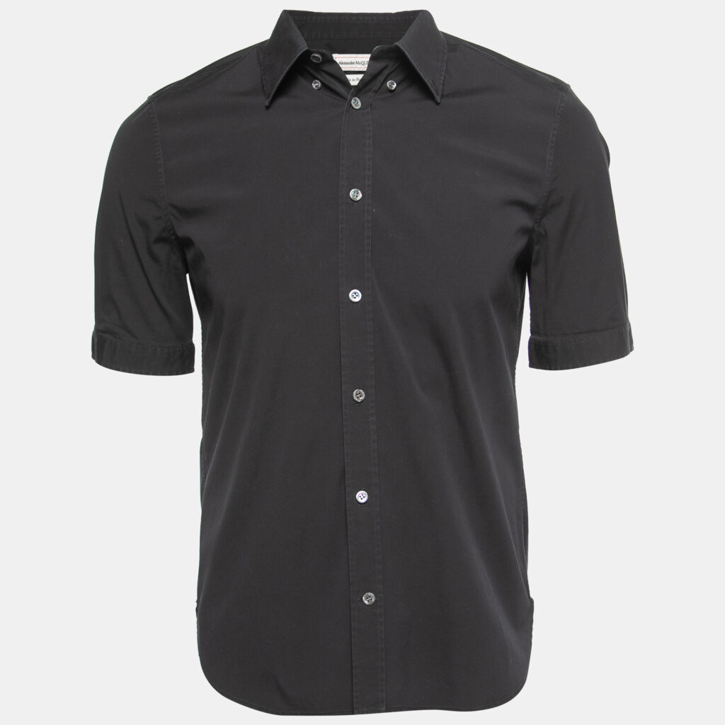 Alexander McQueen Black Cotton Half Sleeve Shirt XS Alexander McQueen Black Cotton Half Sleeve Shirt XS