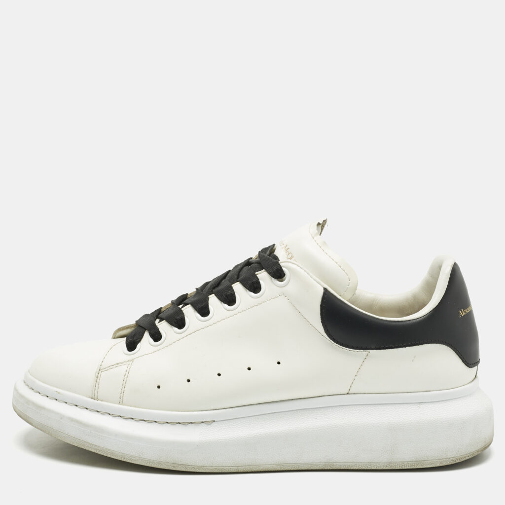 Alexander McQueen White/Black Leather Oversized Sneakers Size 43