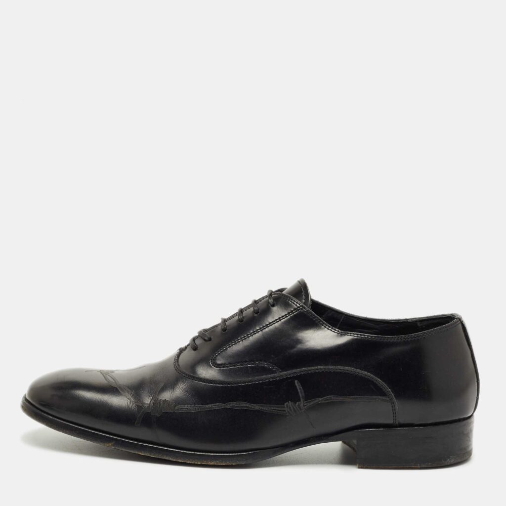 Alexander McQueen Black Leather Lace Oxford Size 43