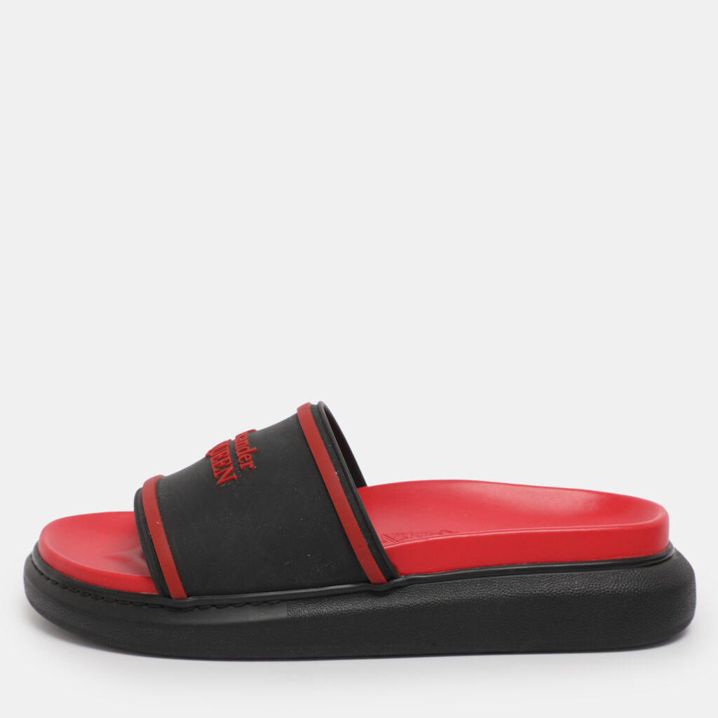 Alexander McQueen Black/Red Rubber Hybrid Slide Sandals Size 39 Alexander McQueen Black/Red Rubber Hybrid Slide Sandals Size 39
