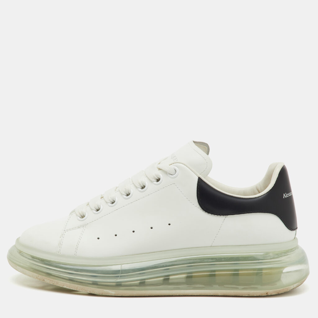 Alexander McQueen White/Black Leather Oversized Clear Sole Sneakers Size 41.5 Alexander McQueen White/Black Leather Oversized Clear Sole Sneakers Size 41.5