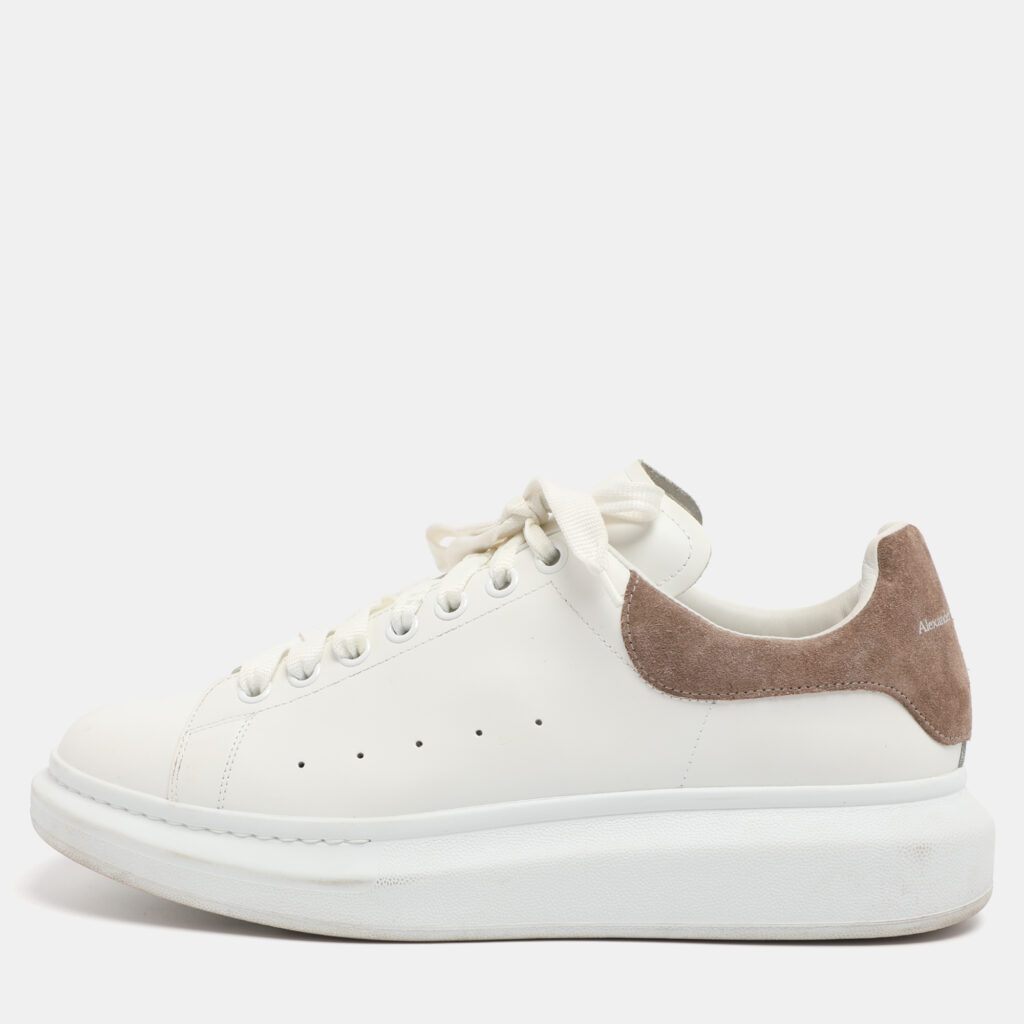 Alexander McQueen White/Taupe Leather and Suede Oversized Lace Up Sneakers Size 45 Alexander McQueen White/Taupe Leather and Suede Oversized Lace Up Sneakers Size 45