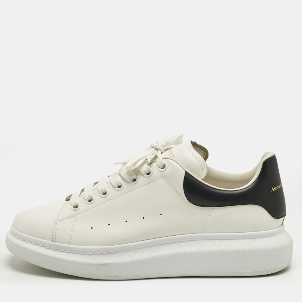 Alexander McQueen White/Black Leather Oversized Sneakers Size 45