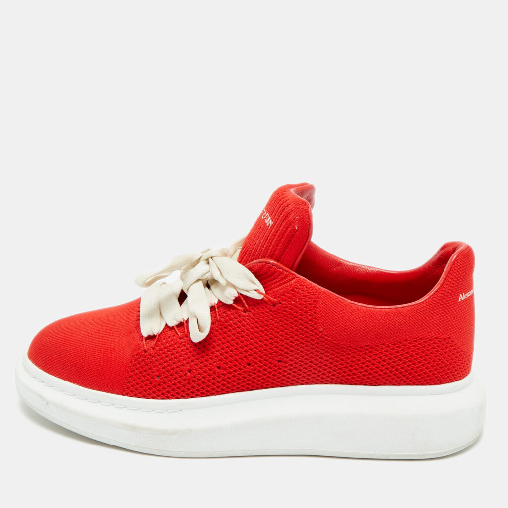 Alexander McQueen Red Knit Fabric Oversized Sneakers Size 43 Alexander McQueen Red Knit Fabric Oversized Sneakers Size 43