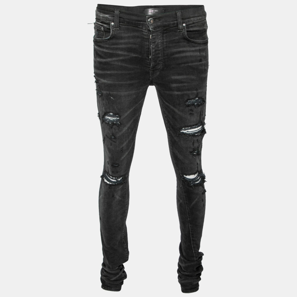 Amiri Black Distressed Denim Slim Fit Jeans M Amiri Black Distressed Denim Slim Fit Jeans M