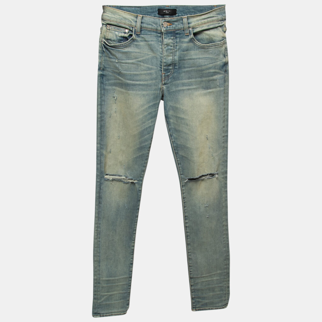 Amiri Blue Distressed Denim Skinny Jeans M Waist 32" Amiri Blue Distressed Denim Skinny Jeans M Waist 32"