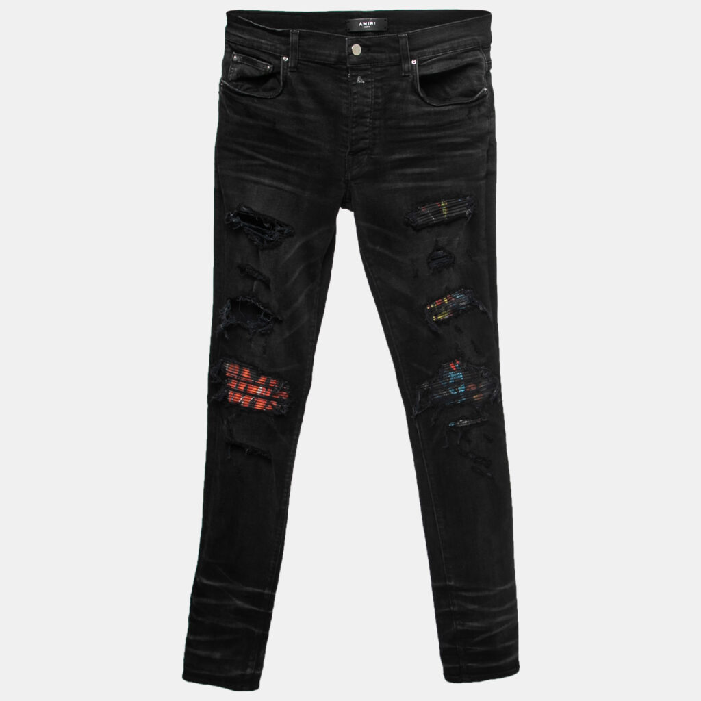 Amiri Black Distressed Denim Panelled Skinny Jeans M Waist 32" Amiri Black Distressed Denim Panelled Skinny Jeans M Waist 32"