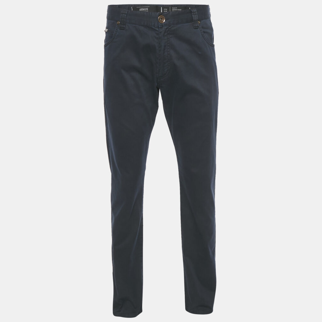 Armani Collezioni Navy Blue Cotton Slim Fit J15 Jeans M Armani Collezioni Navy Blue Cotton Slim Fit J15 Jeans M