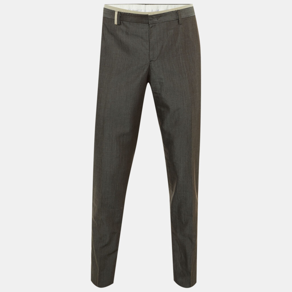 Armani Collezioni Grey Wool Regular Fit Pants XL