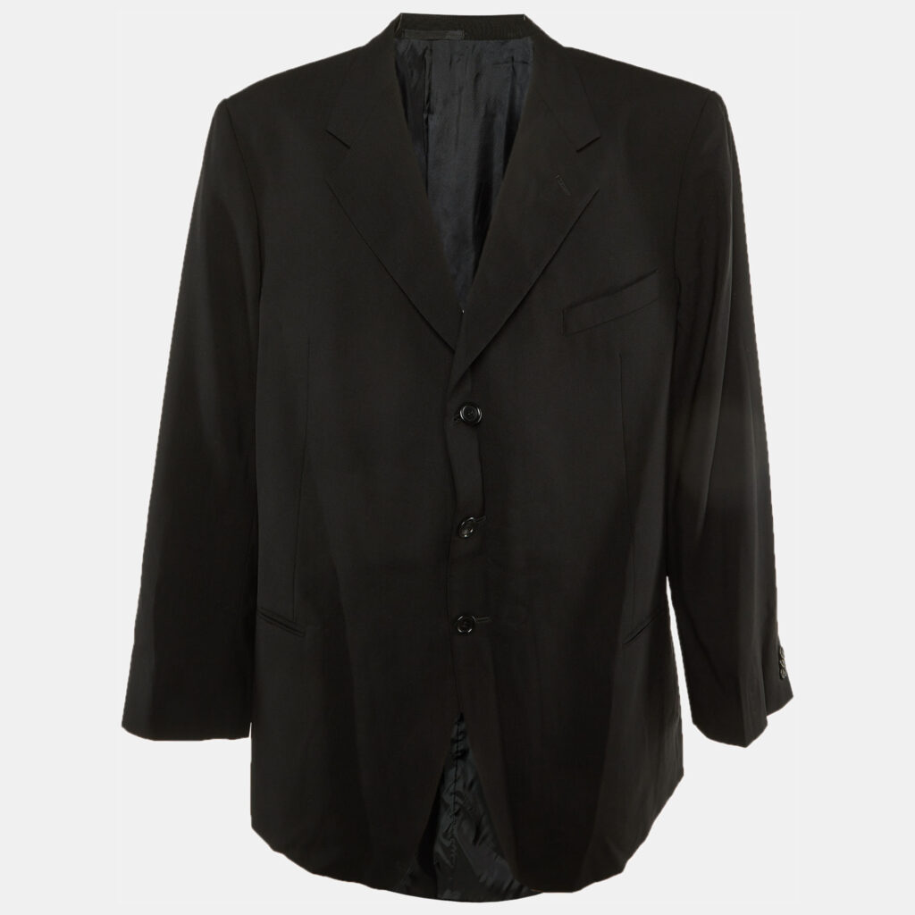 Armani Collezioni Black Wool Single Breasted Blazer 4XL