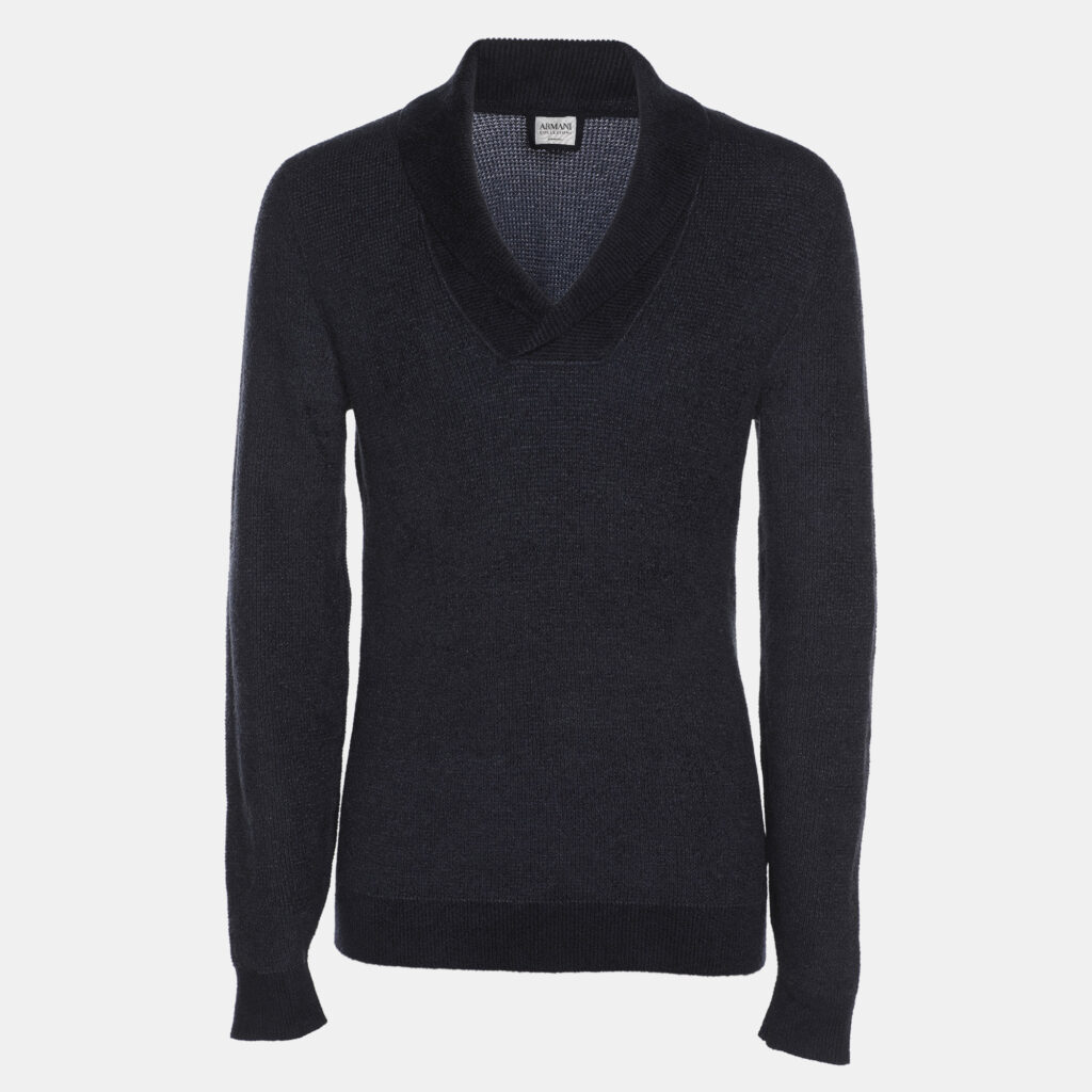 Armani Collezioni Blue Wool Blend Sweater M