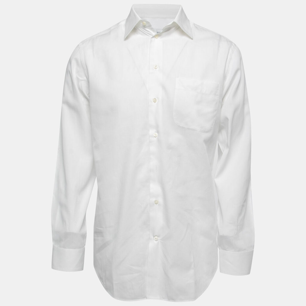 Armani Collezioni White Cotton Button Front Full Sleeve Shirt M Armani Collezioni White Cotton Button Front Full Sleeve Shirt M
