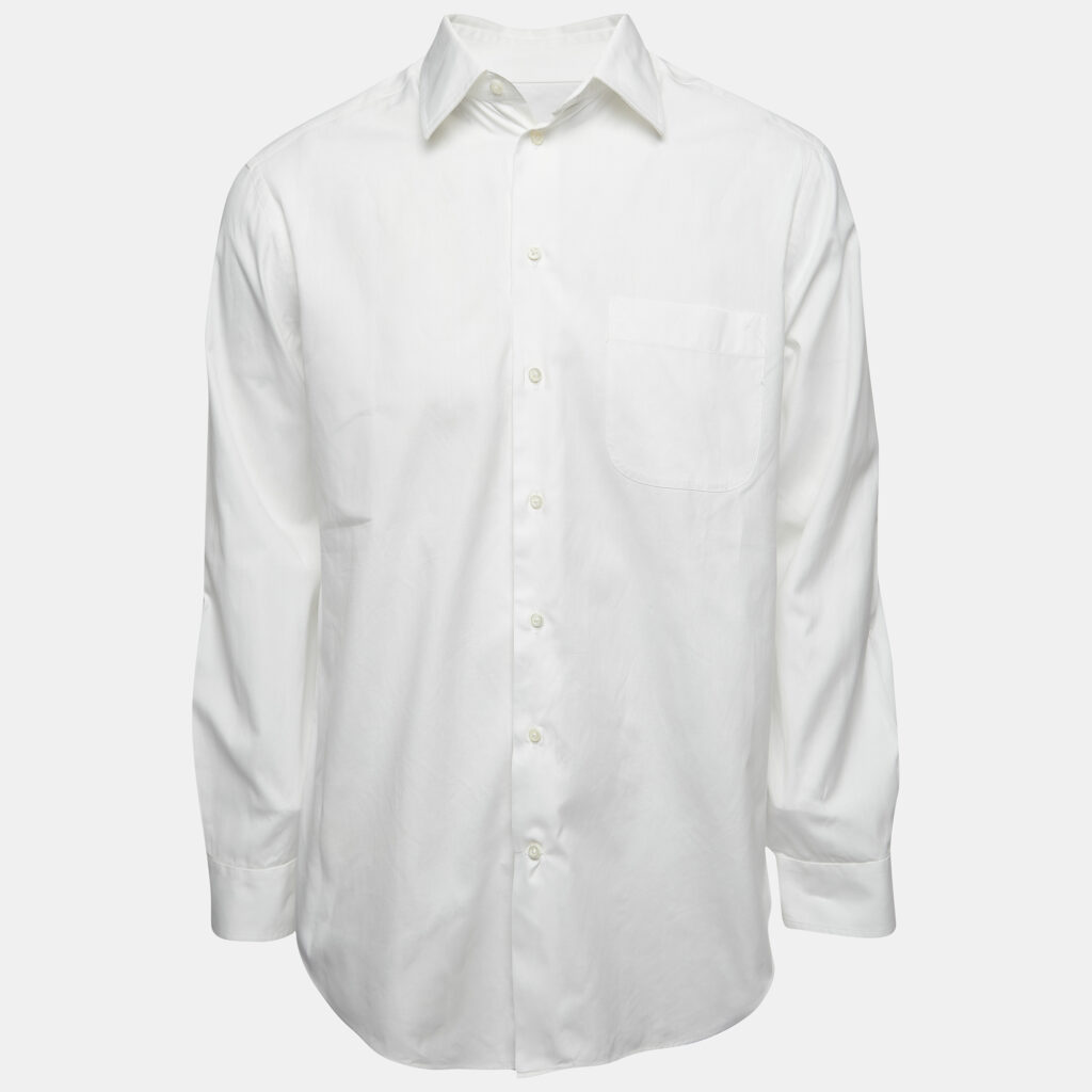 Armani Collezioni White Cotton Button Front Full Sleeve Shirt M Armani Collezioni White Cotton Button Front Full Sleeve Shirt M