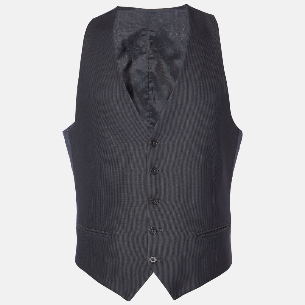 Armani Collezioni Grey Striped Wool Blend Vest L Armani Collezioni Grey Striped Wool Blend Vest L