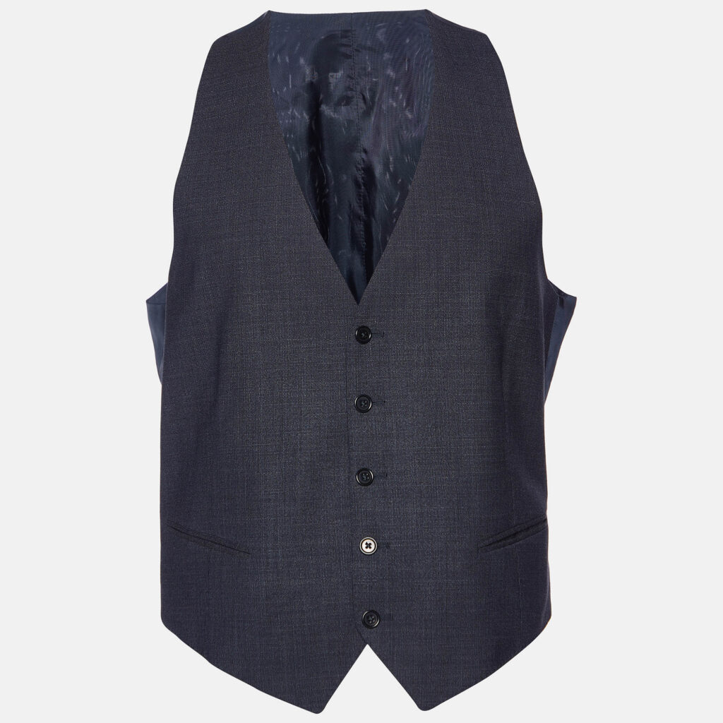 Armani Collezioni Charcoal Grey Wool Vest L Armani Collezioni Charcoal Grey Wool Vest L