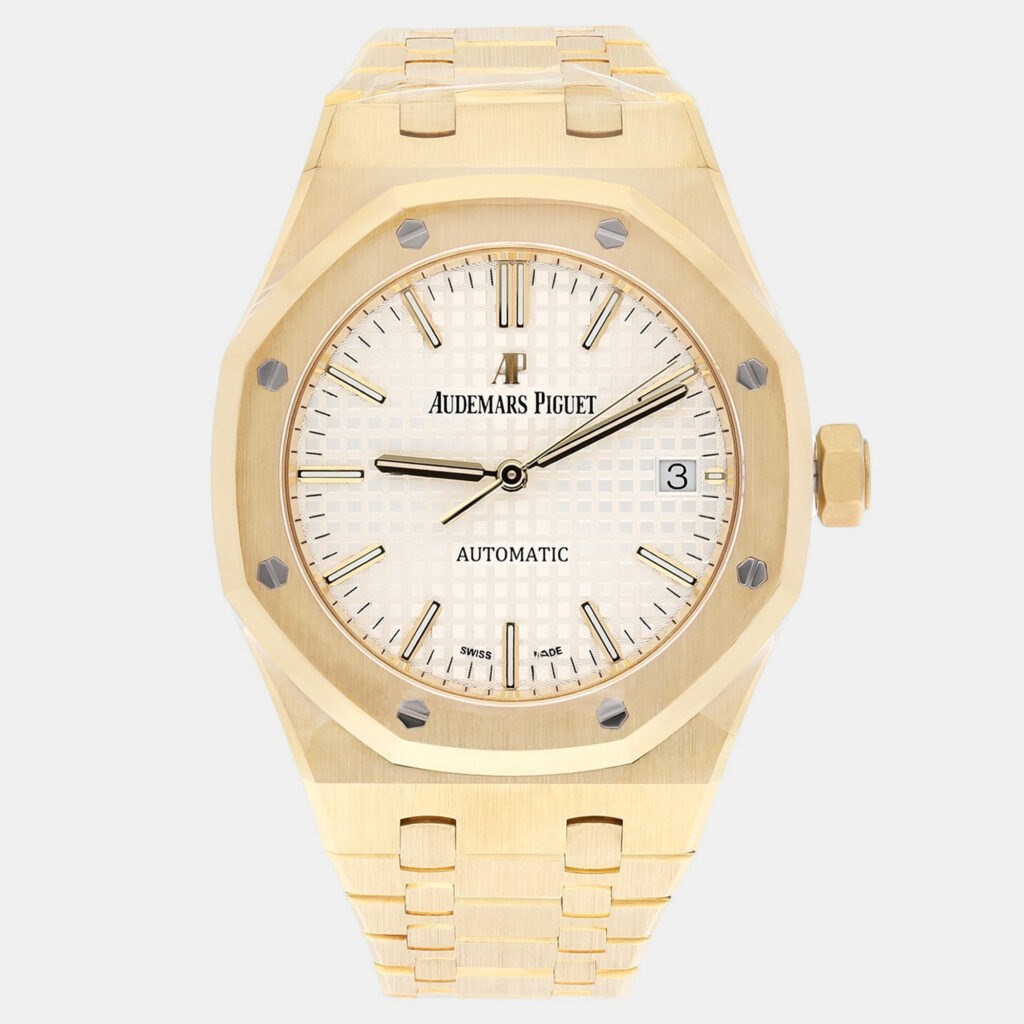 Audemars Piguet Royal Oak 15450BA.OO.1256BA.01 Automatic White 18k Yellow Gold Men's Wristwatch 37 mm Audemars Piguet Royal Oak 15450BA.OO.1256BA.01 Automatic White 18k Yellow Gold Men's Wristwatch 37 mm