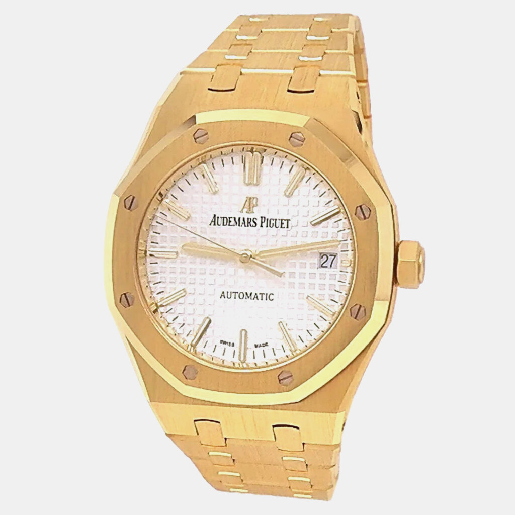 Audemars Piguet Royal Oak 15450BA.OO.1256BA.01 Automatic Silver 18K Yellow Gold Men’s Wristwatch 37 mm Audemars Piguet Royal Oak 15450BA.OO.1256BA.01 Automatic Silver 18K Yellow Gold Men’s Wristwatch 37 mm