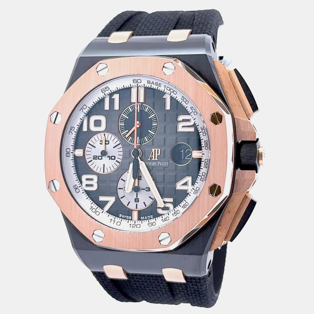 luxury-men-audemars-piguet-used-watches-p1229321-004.jpeg Audemars Piguet Royal Oak Offshore 26405NR.OO.A002CA.01 Automatic Brown 18K Rose Gold Ceramic Men’s Wristwatch 44 mm