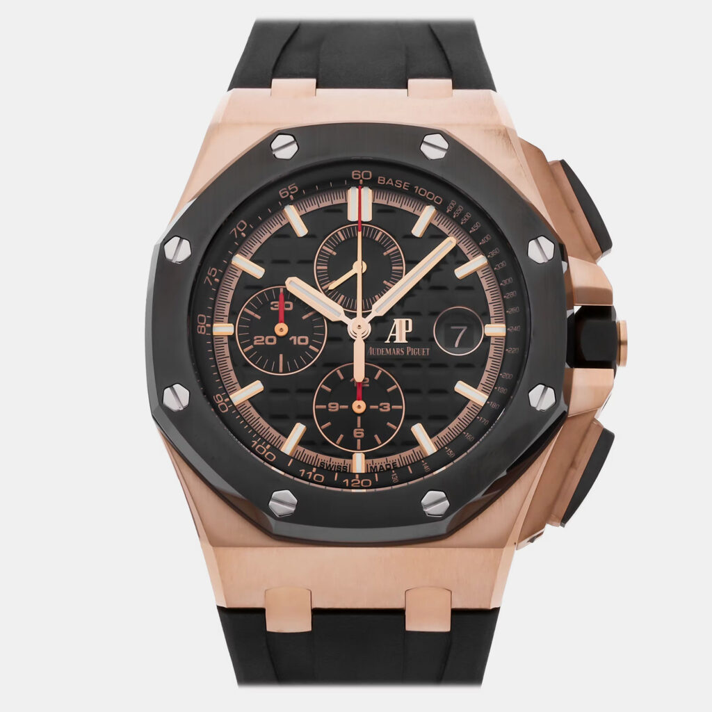 Pre-Owned Audemars Piguet Royal Oak Offshore Chronograph 26401RO.OO.A002CA.02 Black Automatic 18k Rose Gold Men's Wristwatch 44 MM Pre-Owned Audemars Piguet Royal Oak Offshore Chronograph 26401RO.OO.A002CA.02 Black Automatic 18k Rose Gold Men's Wristwatch 44 MM
