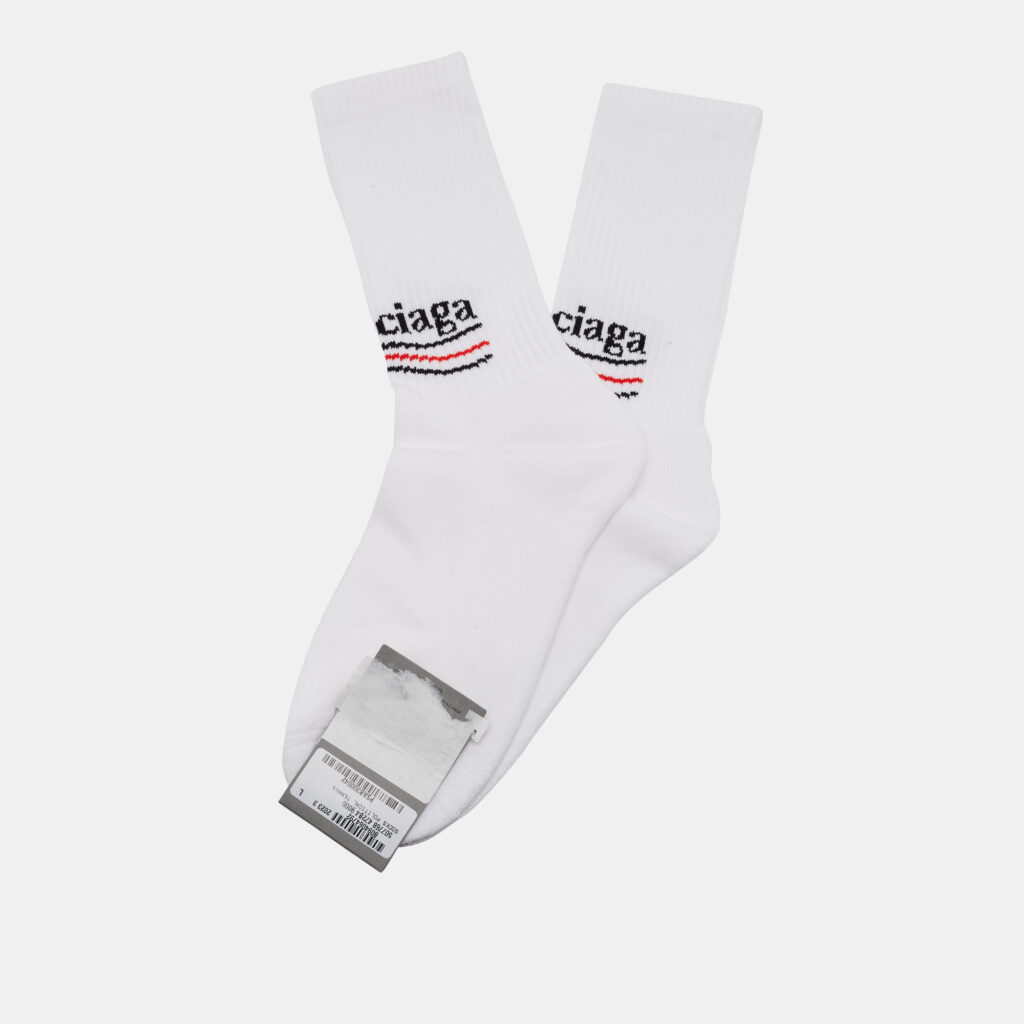 Balenciaga White Political Tennis Cotton Knit Socks L Balenciaga White Political Tennis Cotton Knit Socks L