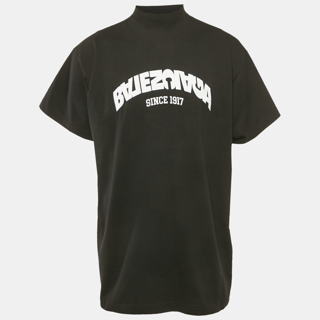 Balenciaga Back Flip Logo Embroidery Cotton Oversized Unisex T-Shirt XS