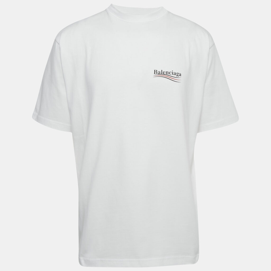 Balenciaga Unisex White Political Campaign Print Cotton T-Shirt XS Balenciaga Unisex White Political Campaign Print Cotton T-Shirt XS