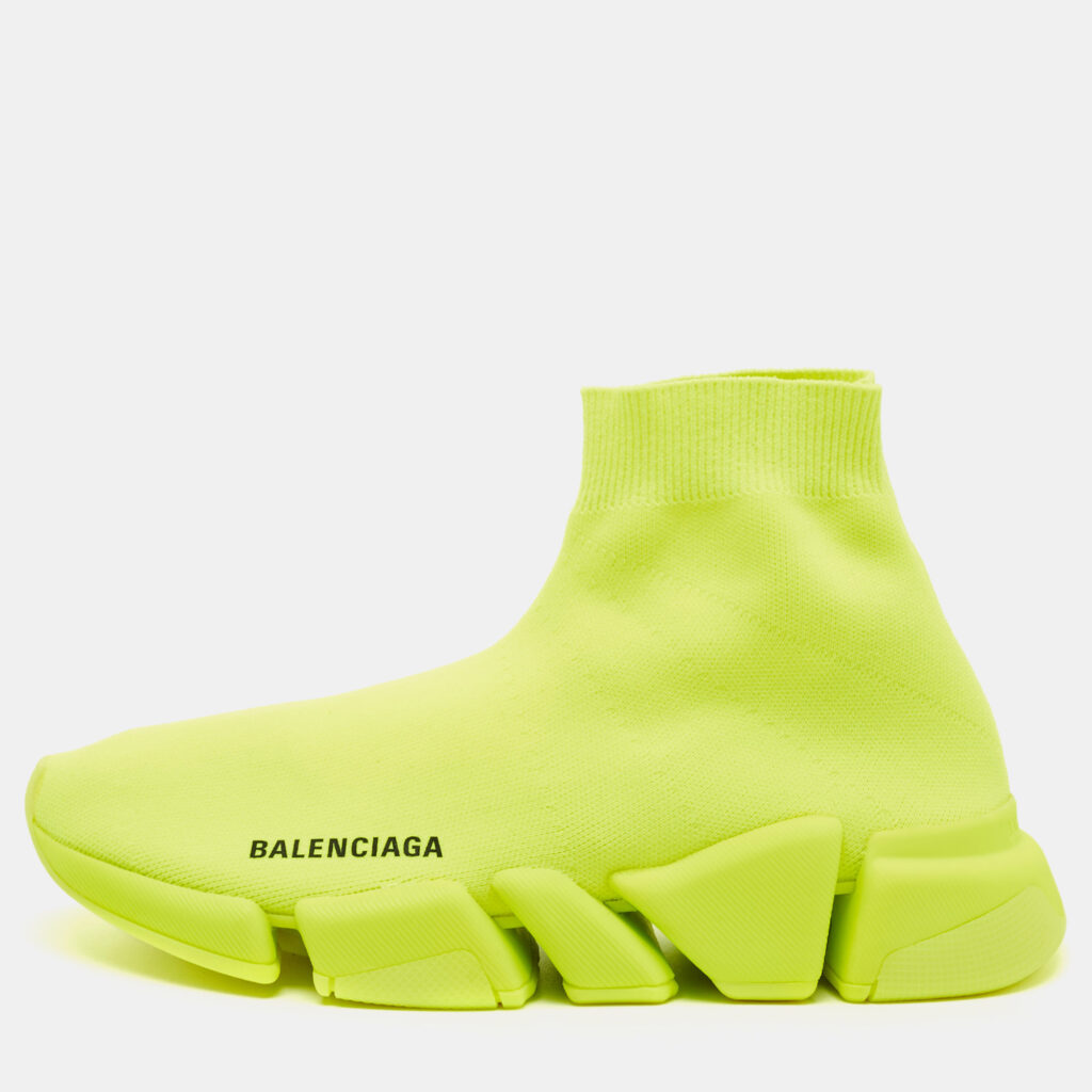 Balenciaga Neon Yellow Knit Fabric Speed 2.0 Sneakers Size 38 Balenciaga Neon Yellow Knit Fabric Speed 2.0 Sneakers Size 38