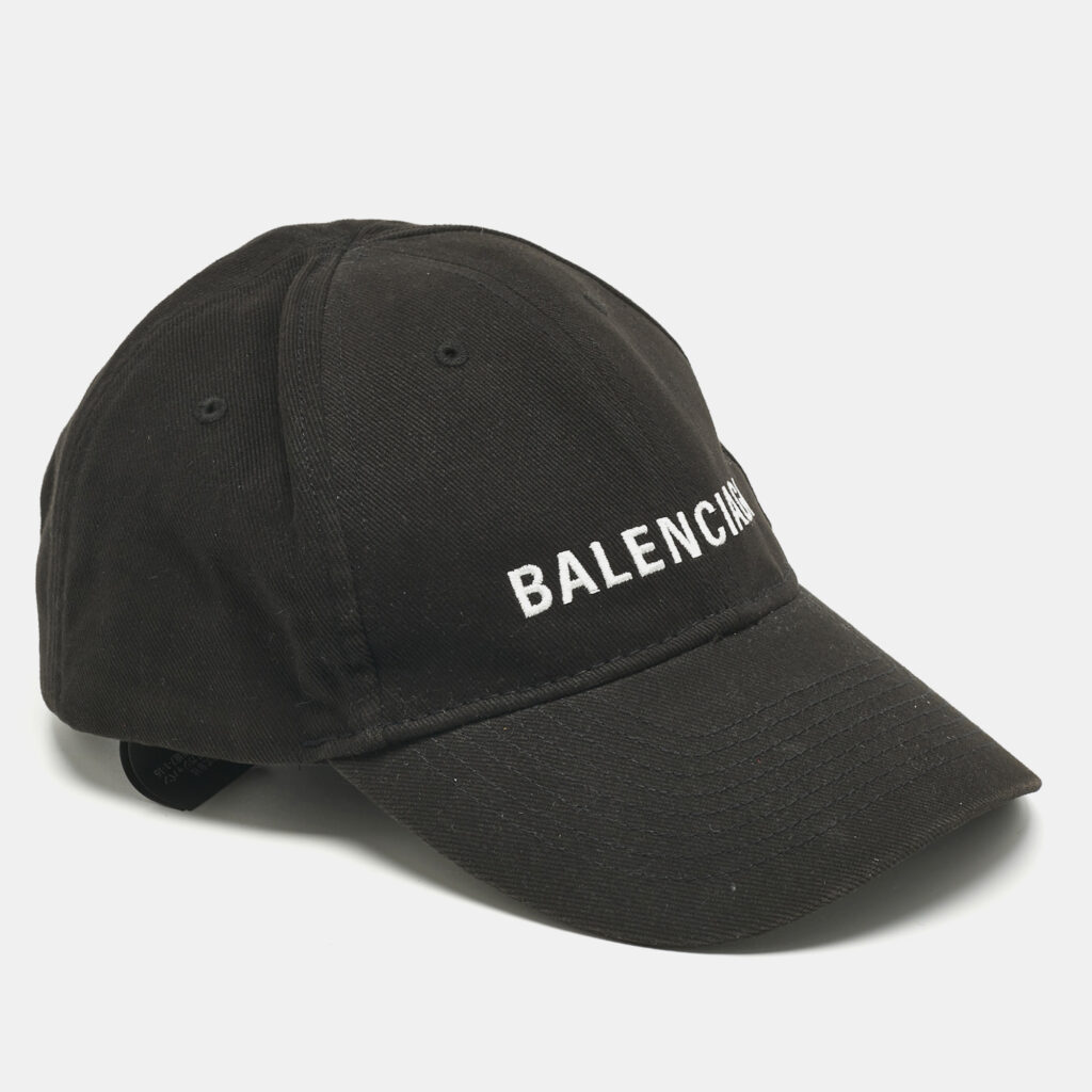Balenciaga Black Logo Embroidered Cotton Baseball Cap L Balenciaga Black Logo Embroidered Cotton Baseball Cap L