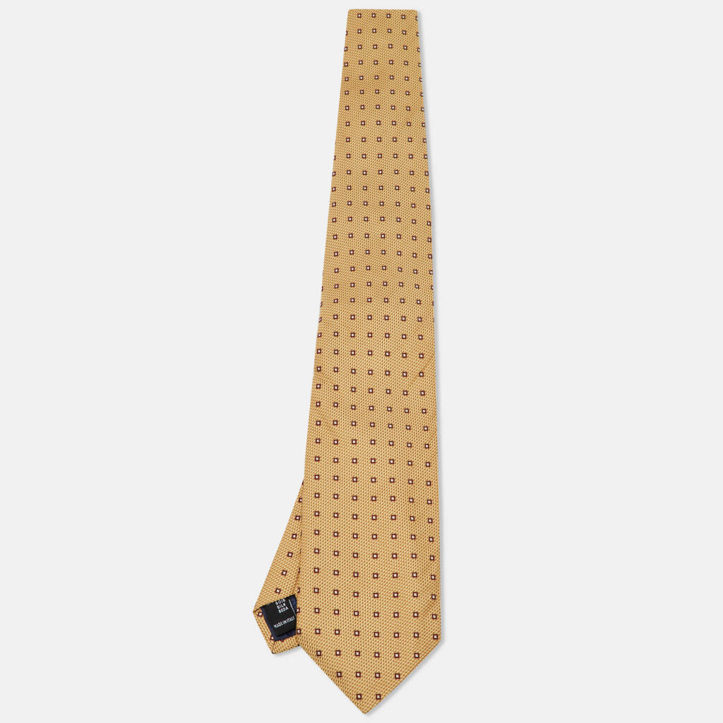 Balenciaga Beige Square Pattern Silk Tie Balenciaga Beige Square Pattern Silk Tie