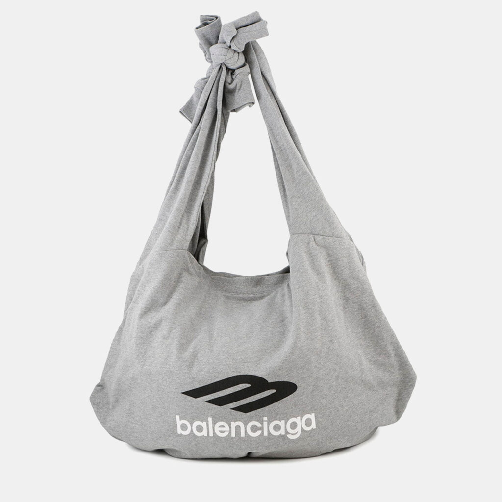 Balenciaga New Jersey Hobo Cool Tote Bag Gray Cotton