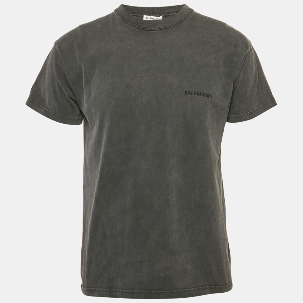 luxury-men-balenciaga-used-clothes-p1169496-002-1.jpg Balenciaga Grey Logo Embroidered Jersey T-Shirt XS