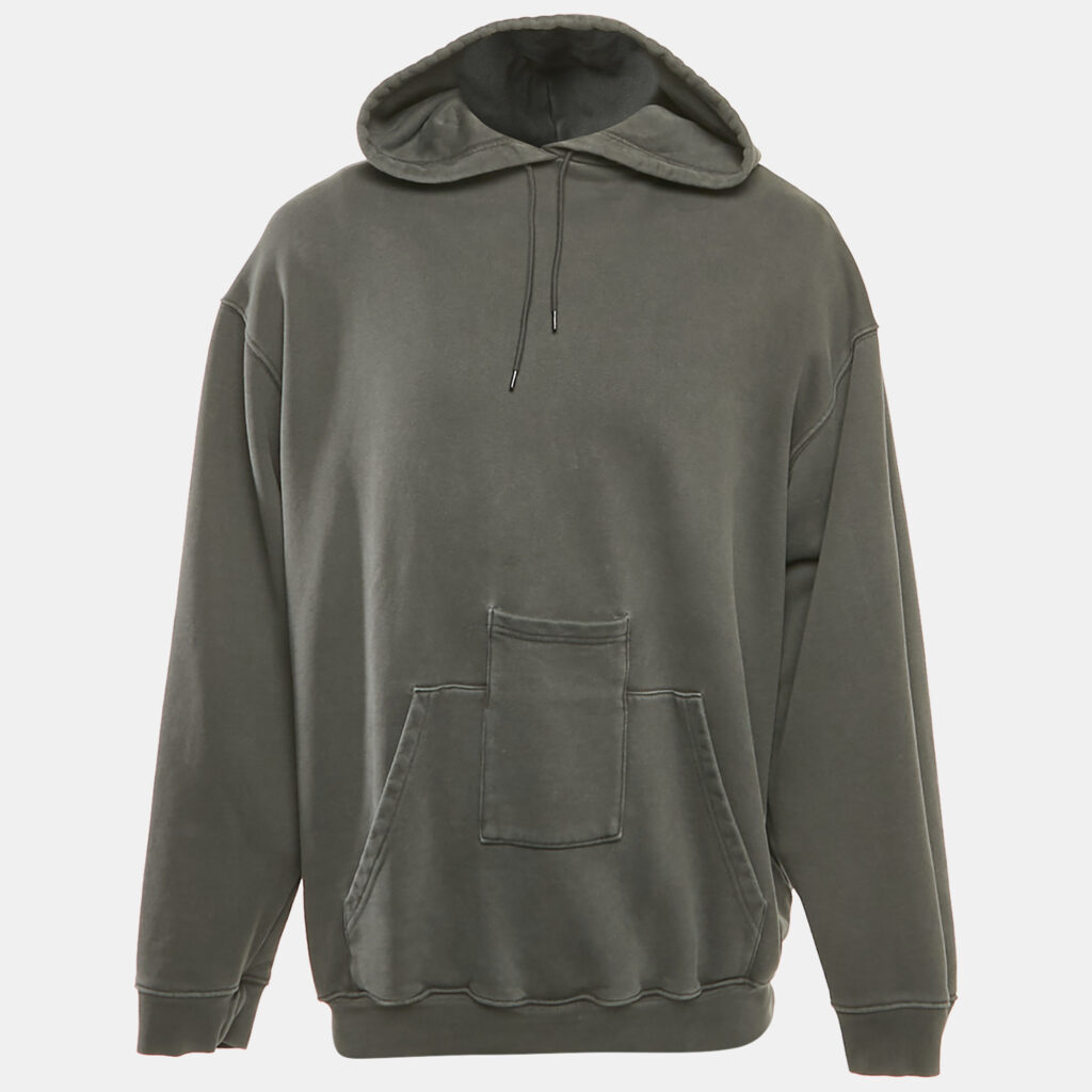 Balenciaga Grey Cotton Pocket Detail Oversized Hoodie S Balenciaga Grey Cotton Pocket Detail Oversized Hoodie S