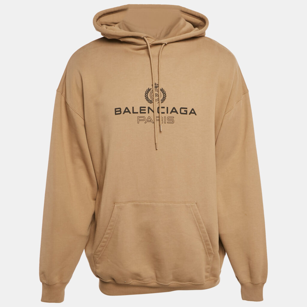Balenciaga Brown Cotton Oversized Hoodie M Balenciaga Brown Cotton Oversized Hoodie M