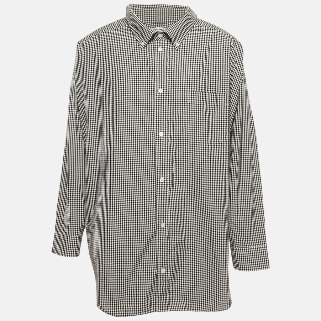 Balenciaga Monochrome Gingham Cotton Oversized Shirt S