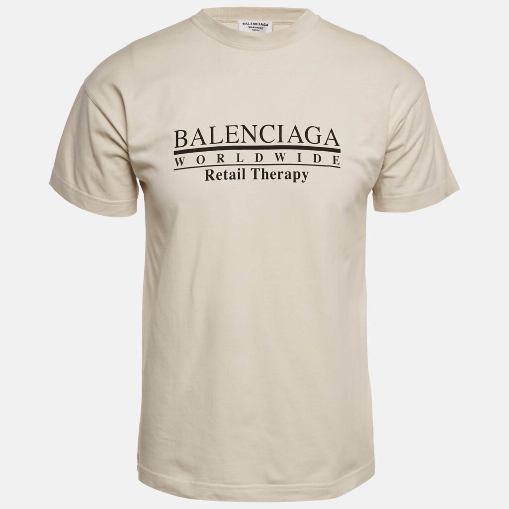 Balenciaga Unisex Beige Logo Print Jersey T-Shirt XXS Balenciaga Unisex Beige Logo Print Jersey T-Shirt XXS
