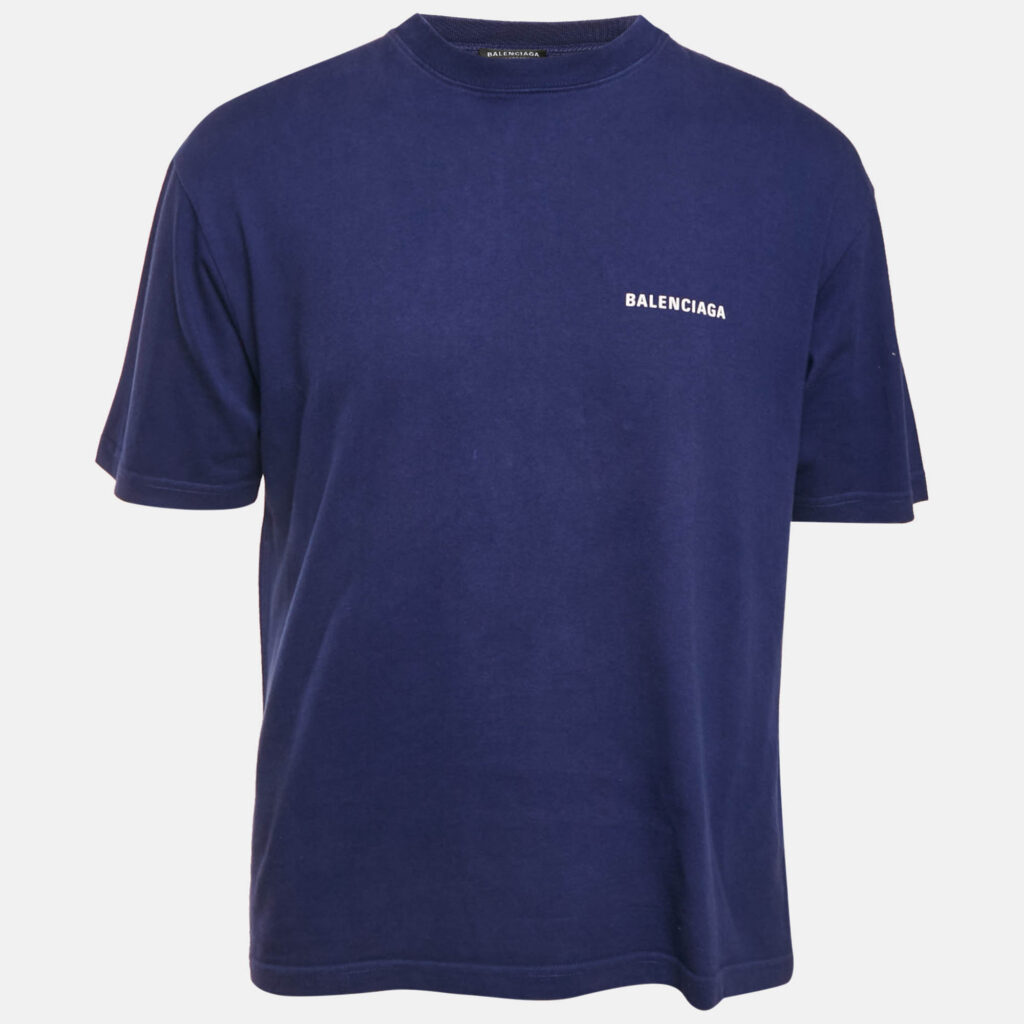 Balenciaga Unisex Blue Logo Print Jersey T-Shirt XS Balenciaga Unisex Blue Logo Print Jersey T-Shirt XS