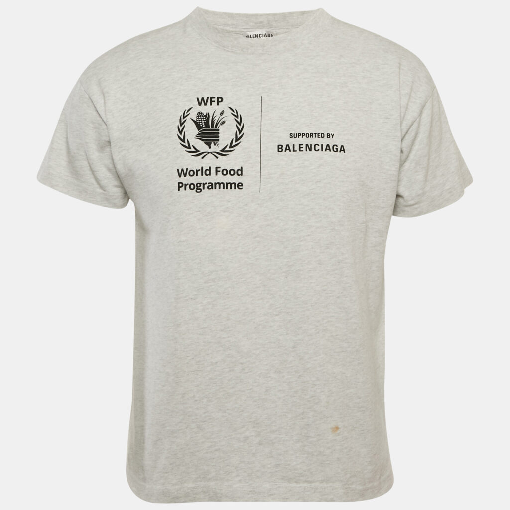 Balenciaga Grey Melange WFP Print Jersey T-Shirt XS Balenciaga Grey Melange WFP Print Jersey T-Shirt XS