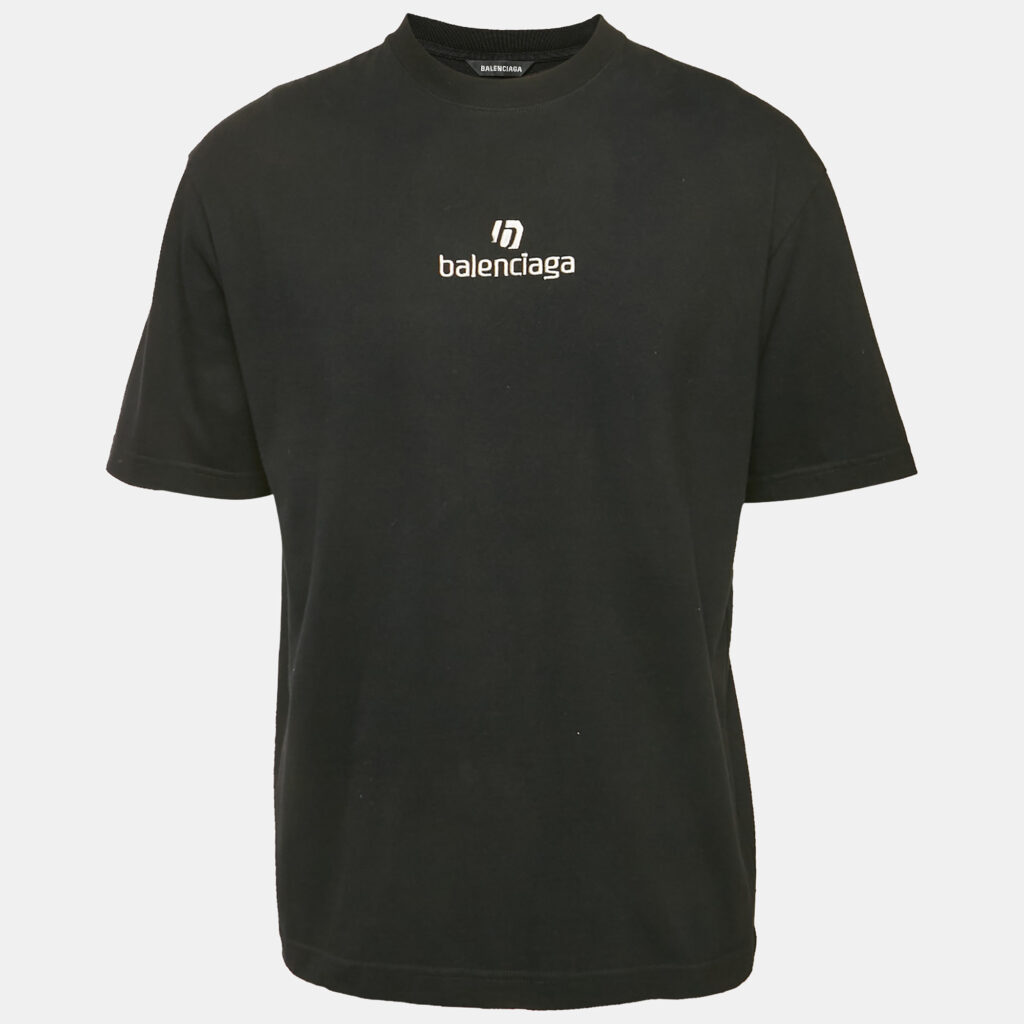 Balenciaga Black Cotton Knit Crew Neck T-Shirt S