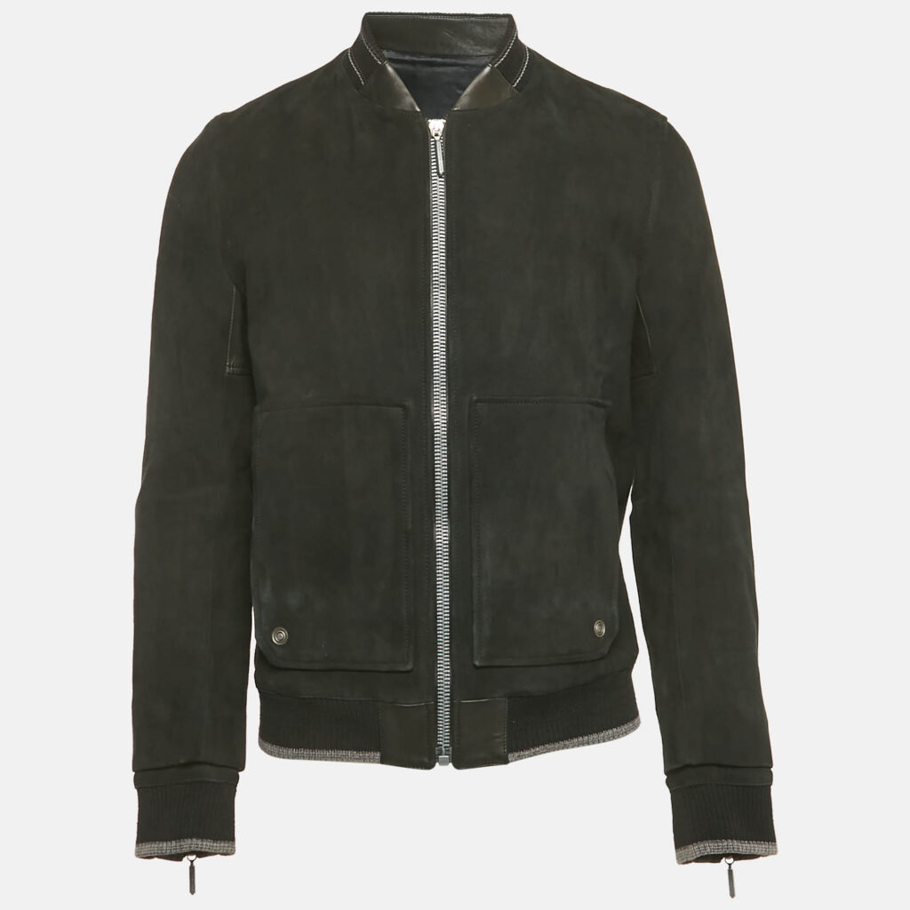 Balenciaga Black Suede Bomber Jacket L