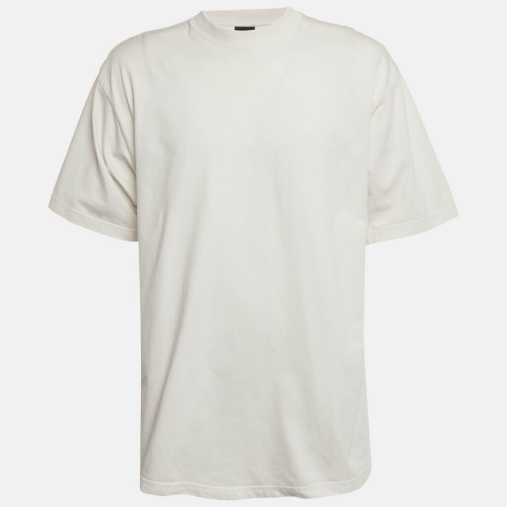 Balenciaga White Logo Embellished Cotton T-Shirt S