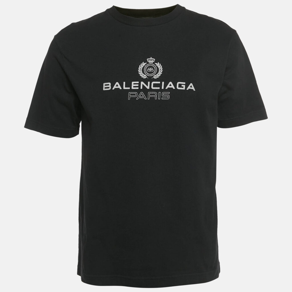 Balenciaga Black Logo Print Cotton Crewneck T-Shirt XS Balenciaga Black Logo Print Cotton Crewneck T-Shirt XS