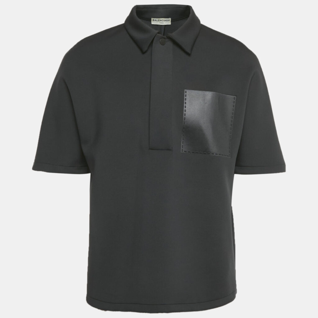 Balenciaga Black Jersey Fake Pocket Detail Polo T-Shirt L Balenciaga Black Jersey Fake Pocket Detail Polo T-Shirt L