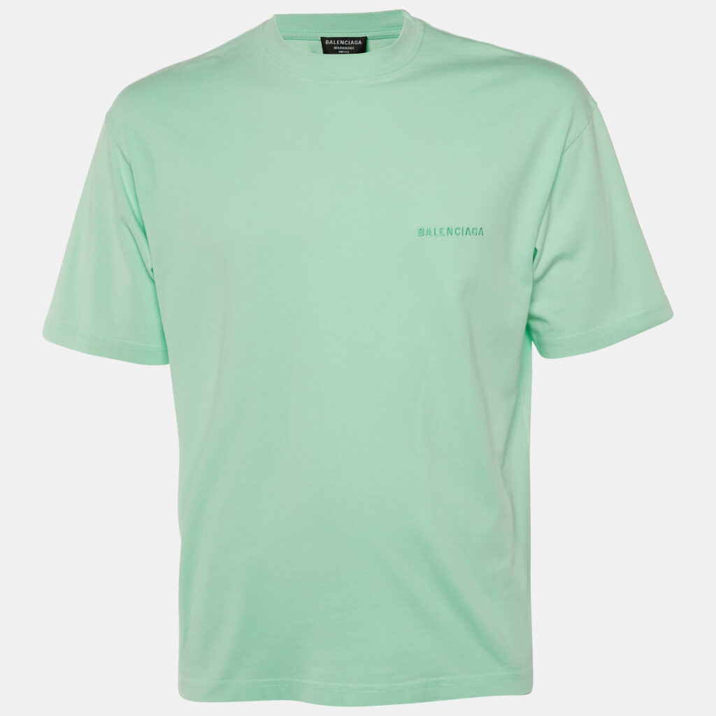 Balenciaga Unisex Green Logo Cotton Oversized T-Shirt XXS Balenciaga Unisex Green Logo Cotton Oversized T-Shirt XXS