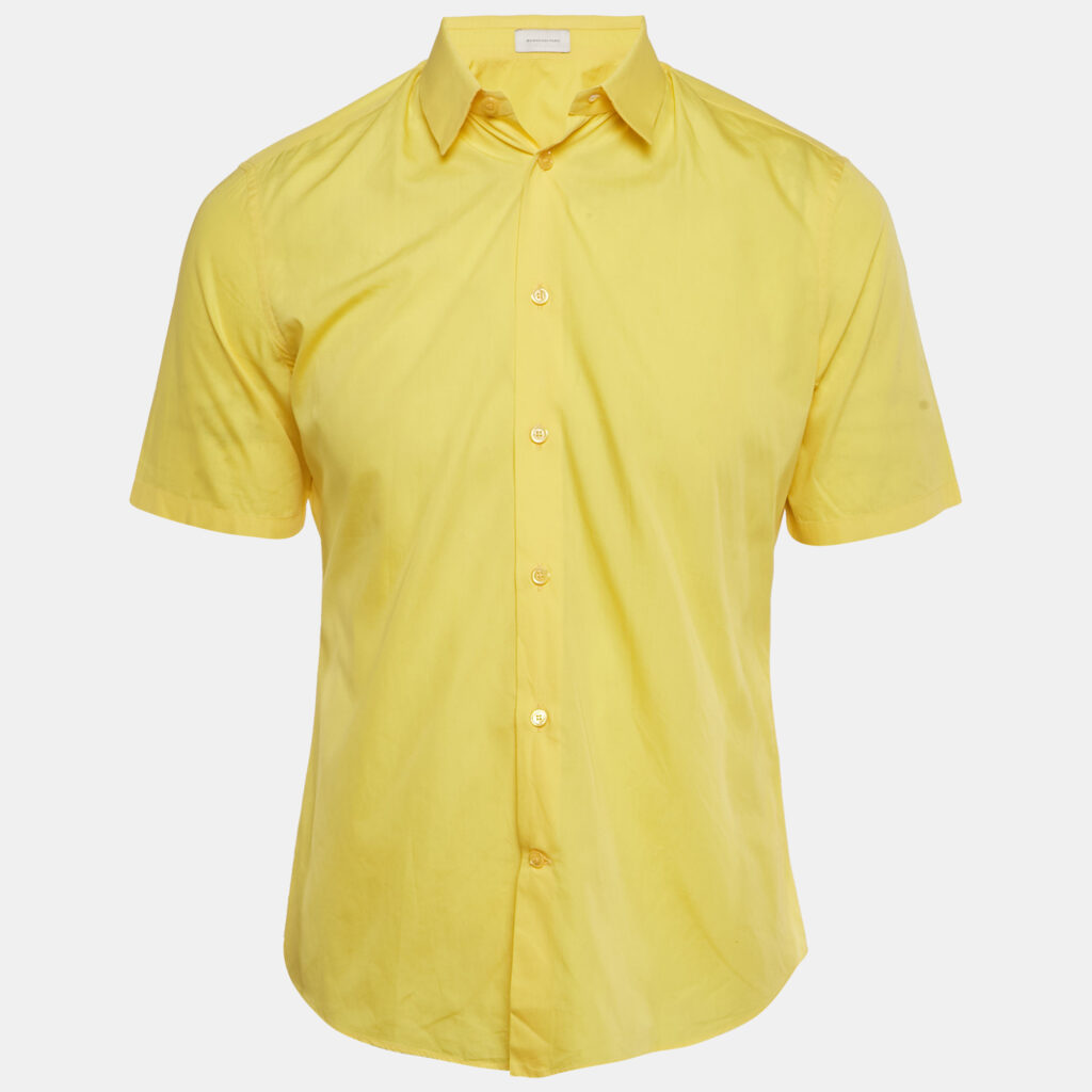 Balenciaga Yellow Cotton Short Sleeve Shirt M Balenciaga Yellow Cotton Short Sleeve Shirt M