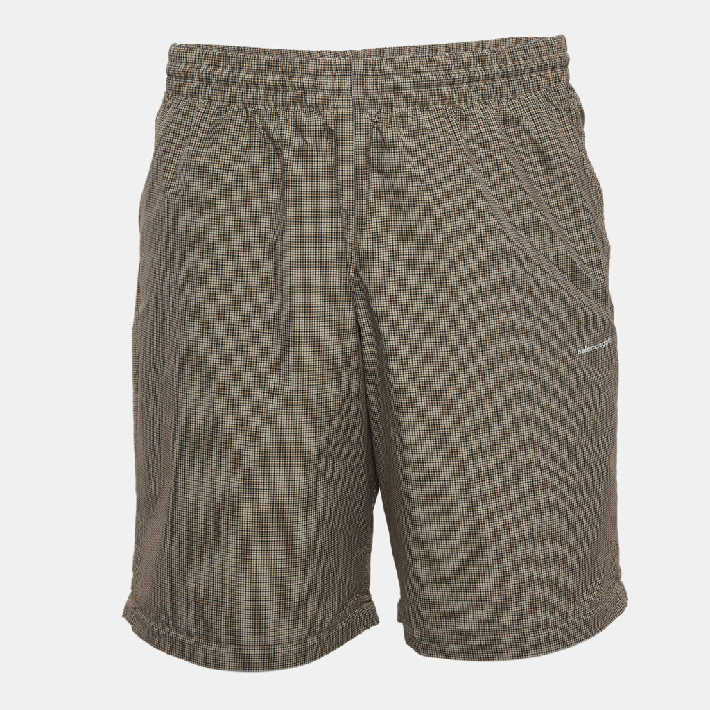 Balenciaga Navy Blue/Tan Checked Nylon Drawstring Shorts M Balenciaga Navy Blue/Tan Checked Nylon Drawstring Shorts M